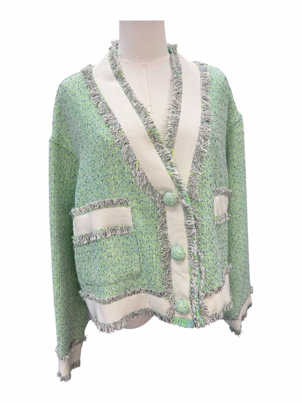 E4 Essentiel Antwerp Fringe Trim Colorblocked Jacket